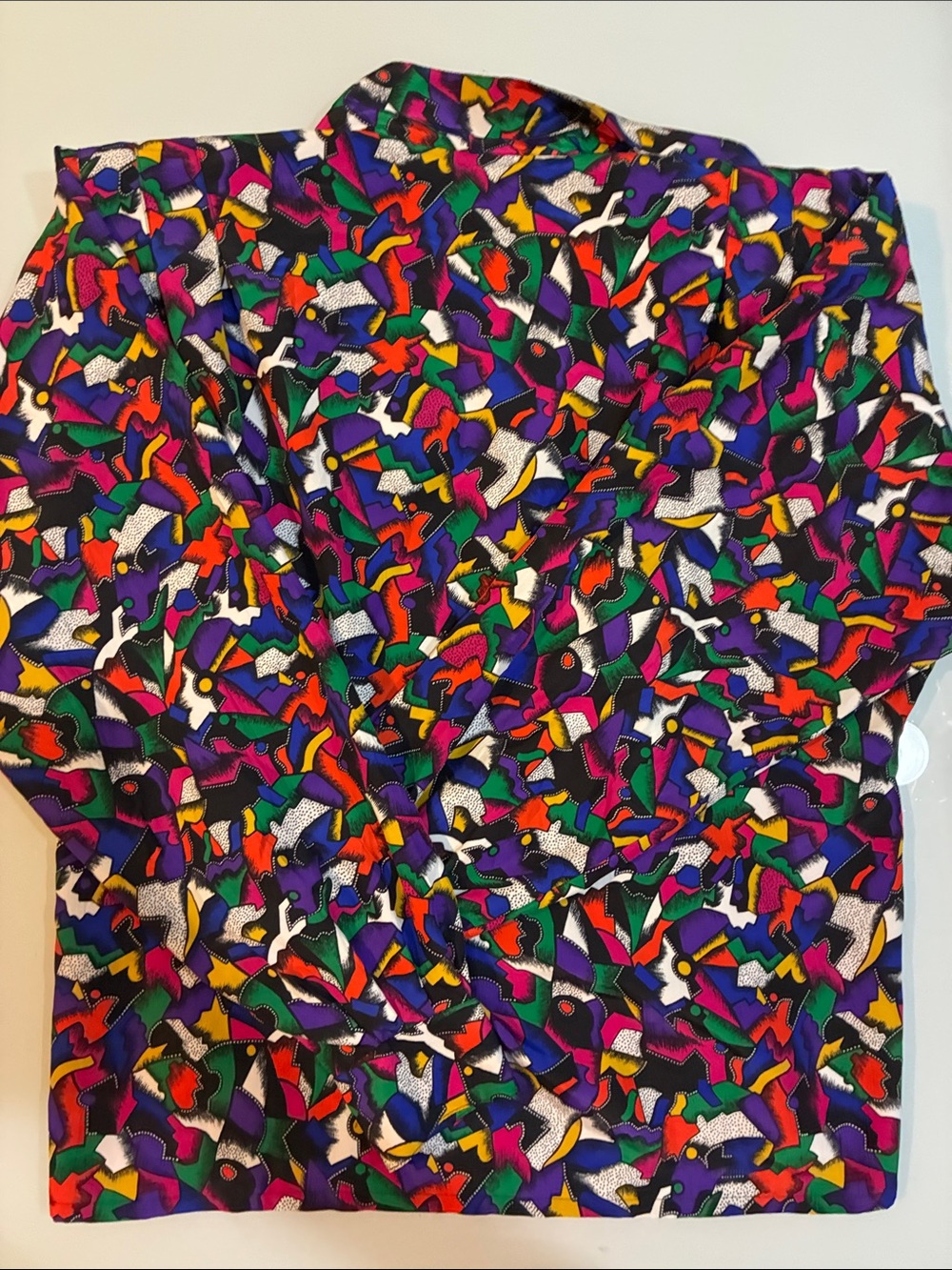 AMAZING vintage 1980s?  Chaus  Abstract colors pop double breasted blouse - Picture 8 of 11
